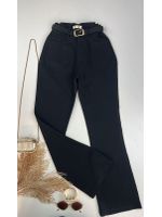 Calça Sarja Flare Com Cinto Preta 