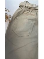 Calça Sarja Flare Com Cinto Bege 