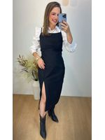 Vestido Mid Linho Preto