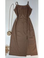 Vestido Mid Linho Bege
