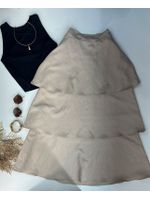 Saia Midi Camadas Bege