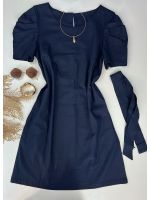 Vestido Curto Linho Azul Marinho
