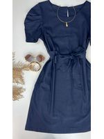 Vestido Curto Linho Azul Marinho