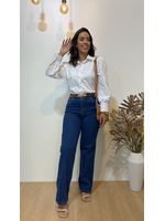 Camisa Tricoline Branca com Elastano