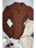 Camisa Viscose Manga Bufante Marrom