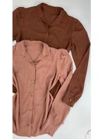 Camisa Viscose Manga Bufante Marrom