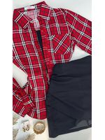 Camisa xadrez fundo vermelho