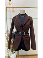Blazer Alongado Alfaiataria Marrom