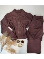 Conjunto Moletinho Marrom com Zíper