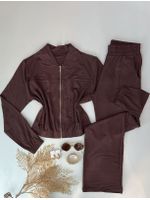 Conjunto Moletinho Marrom com Zíper