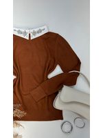 Blusa Tricô Gola Bordada Terra Cota 