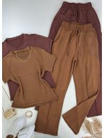 Conjunto Moletinho Marrom Manga Curta 