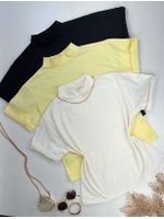  Blusa T-shirt Gola Alta Branca