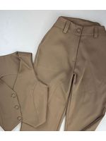 Conjunto Calça e Colete Wide Leg Alfaiataria Bege 