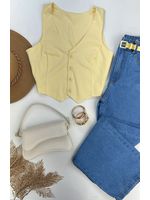 Colete Linho Amarelo Manteiga 