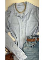 Camisa Viscolinho com Elastano Azul 