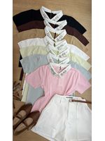Blusa Gola Polo Com pedrarias azul bebê 