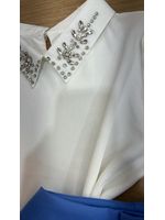 Blusa Gola Polo Com pedrarias Branca 
