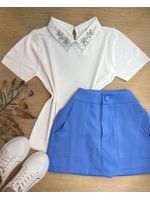 Blusa Gola Polo Com pedrarias Branca 
