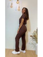 Conjunto De Polo Viscolinho Com Elastano Marrom 
