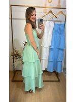 Vestido Midi Camadas Verde Menta 