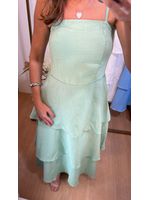 Vestido Midi Camadas Verde Menta 