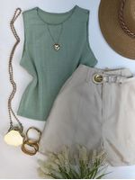Blusa Regata Canelada Verde Menta 