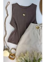 Blusa Regata Canelada Cappuccino