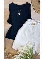 Blusa Regata Canelada Preta
