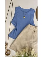 Blusa Regata Canelada Azul 