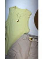 Blusa Regata Canelada Alongada Amarela