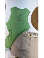 Blusa Regata Canelada Alongada Verde 