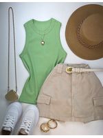 Blusa Regata Canelada Alongada Verde 
