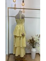 Vestido Midi Camadas Amarelo Manteiga 