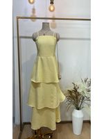 Vestido Midi Camadas Amarelo Manteiga 