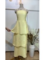 Vestido Midi Camadas Amarelo Manteiga 