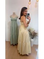 Vestido Midi Sarjado Amarelo Manteiga 