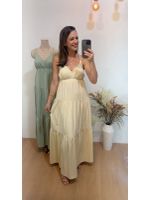 Vestido Midi Sarjado Amarelo Manteiga 