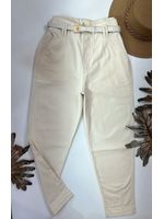 Calça Cenoura com Cinto Dourado Off 