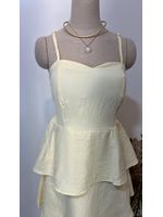 Vestido Curto Camadinhas Amarelo Manteiga 