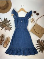 Vestido Curto Jeans Alça Babadinho
