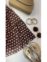 Vestido Tule Poá Marrom 