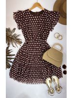 Vestido Tule Poá Marrom 