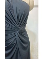 Vestido Drapeado Festa Preto Nula Manga 