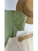 Blusa Manga Bordada Em Guipir Verde