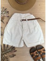 Short Com Cinto Redondo Sarja Cru 