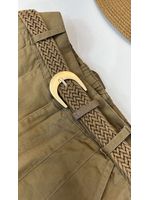 Calça Cenoura com Cinto Lua Bege