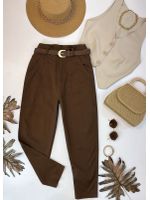 Calça Cenoura com Cinto Lua Marrom 