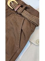 Calça Cenoura com Cinto Lua Marrom 