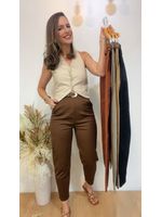 Calça Cenoura com Cinto Lua Marrom 